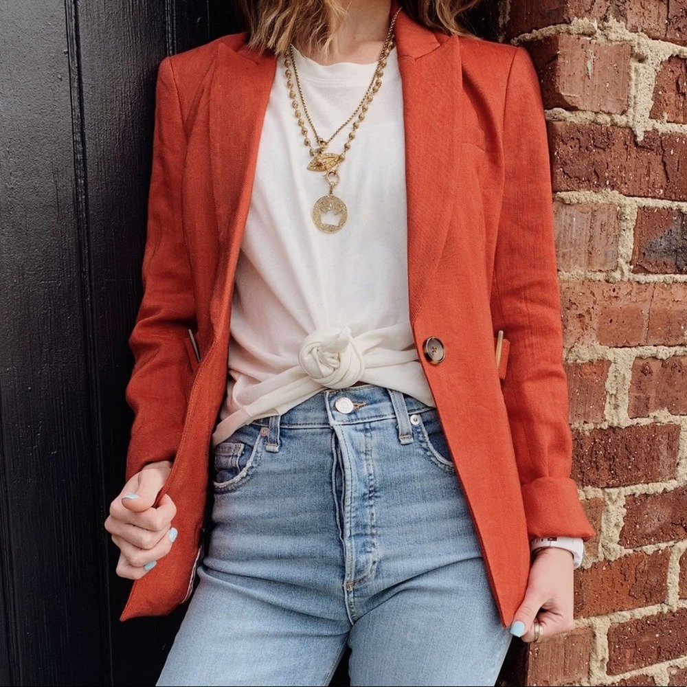 Veronica Beard Baltazar Dickey Jacket, Clay Orange, Size 0